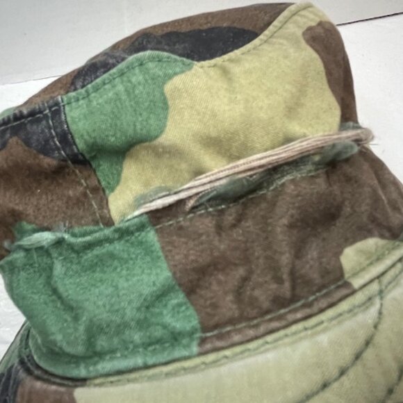 VTG US Army Military Cold Weather Patrol Ear Flap Cap Woodland Camo Pattern - Picture 11 of 12